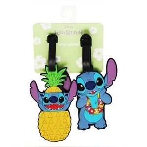 Disney Stitch Luggage Tags Set of 2 Tropical Pineapple Lei Travel Bag ID Tags